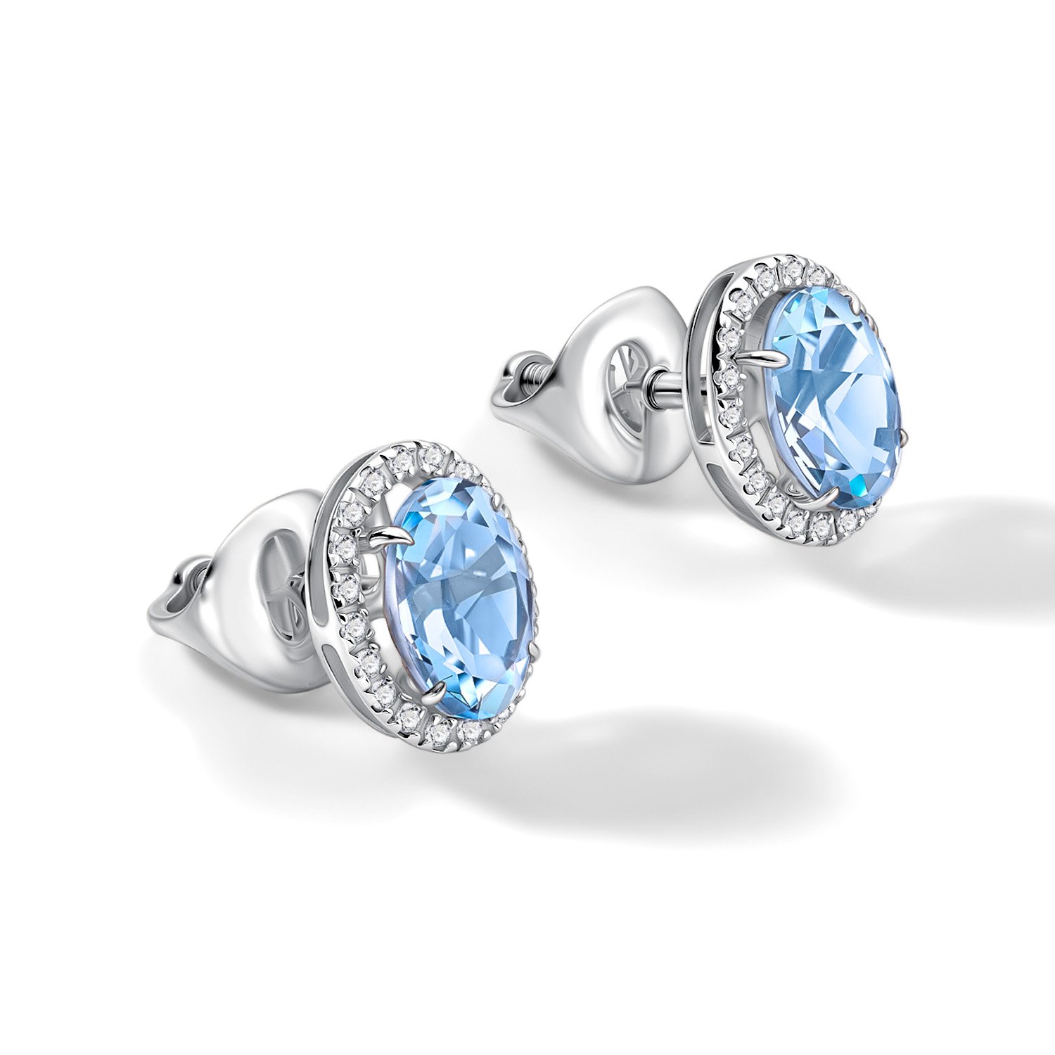 Золотые серьги с топазами Sky и бриллиантами