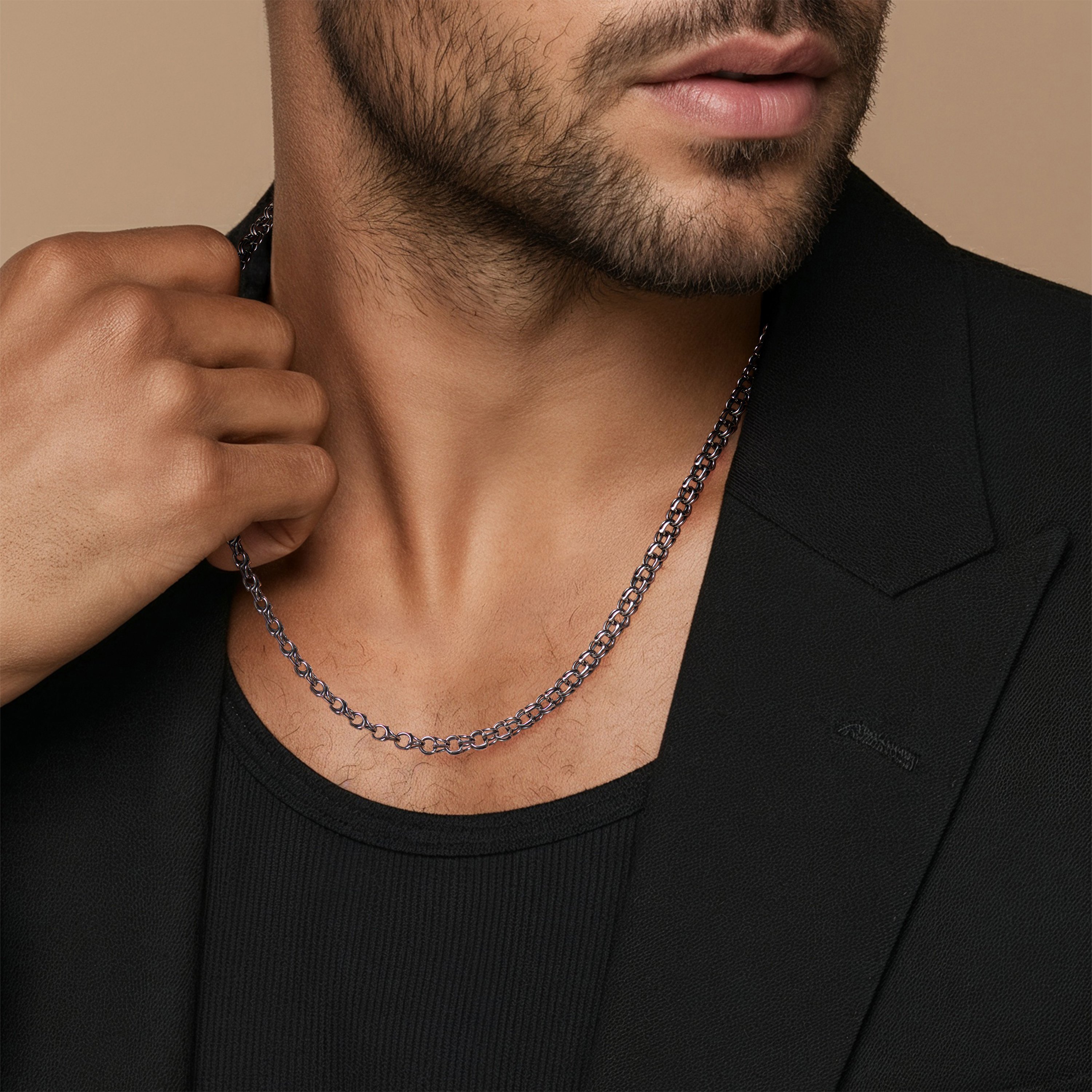 Серебряная цепь ручной работы полновесная