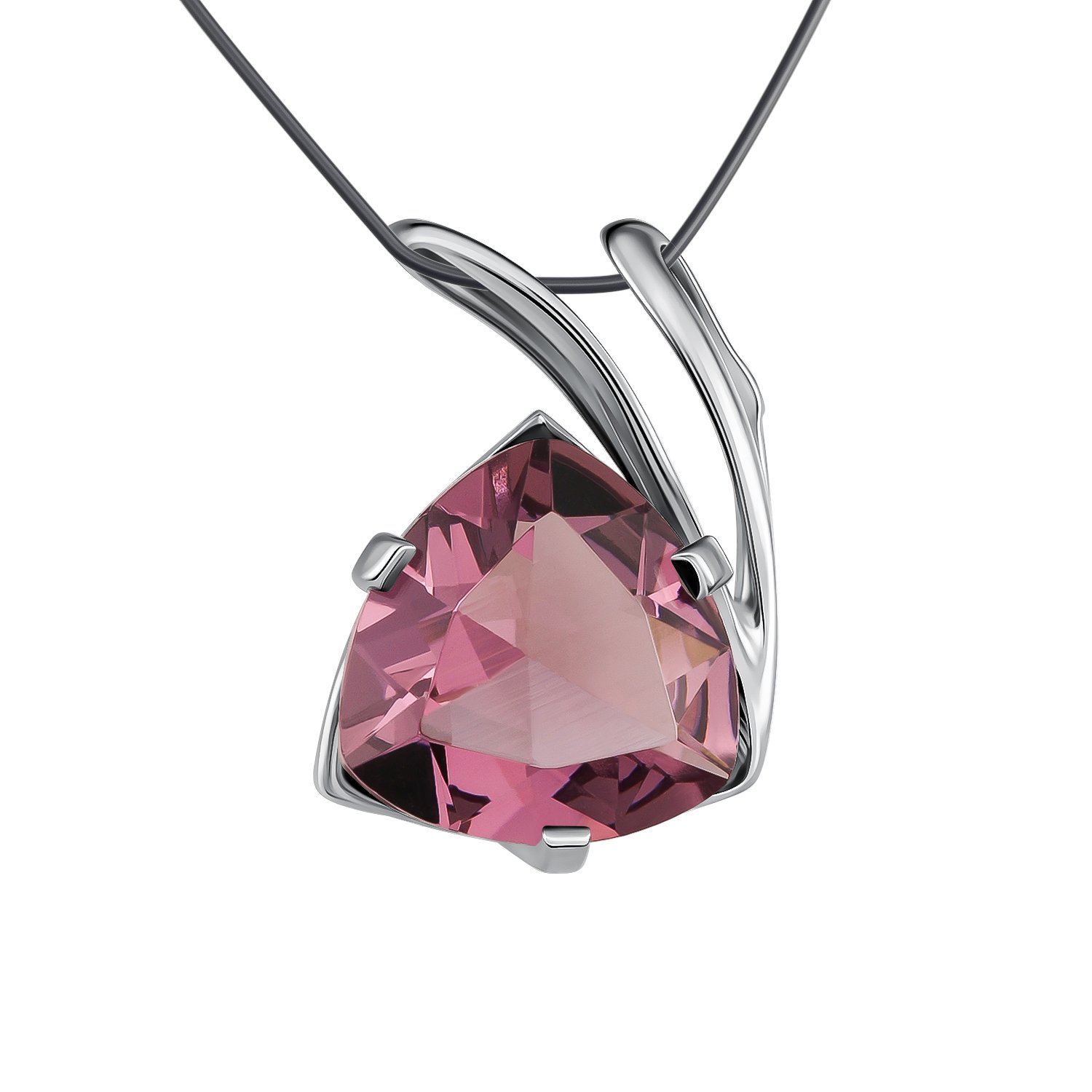 Серебряная подвеска с аметистом и родированием