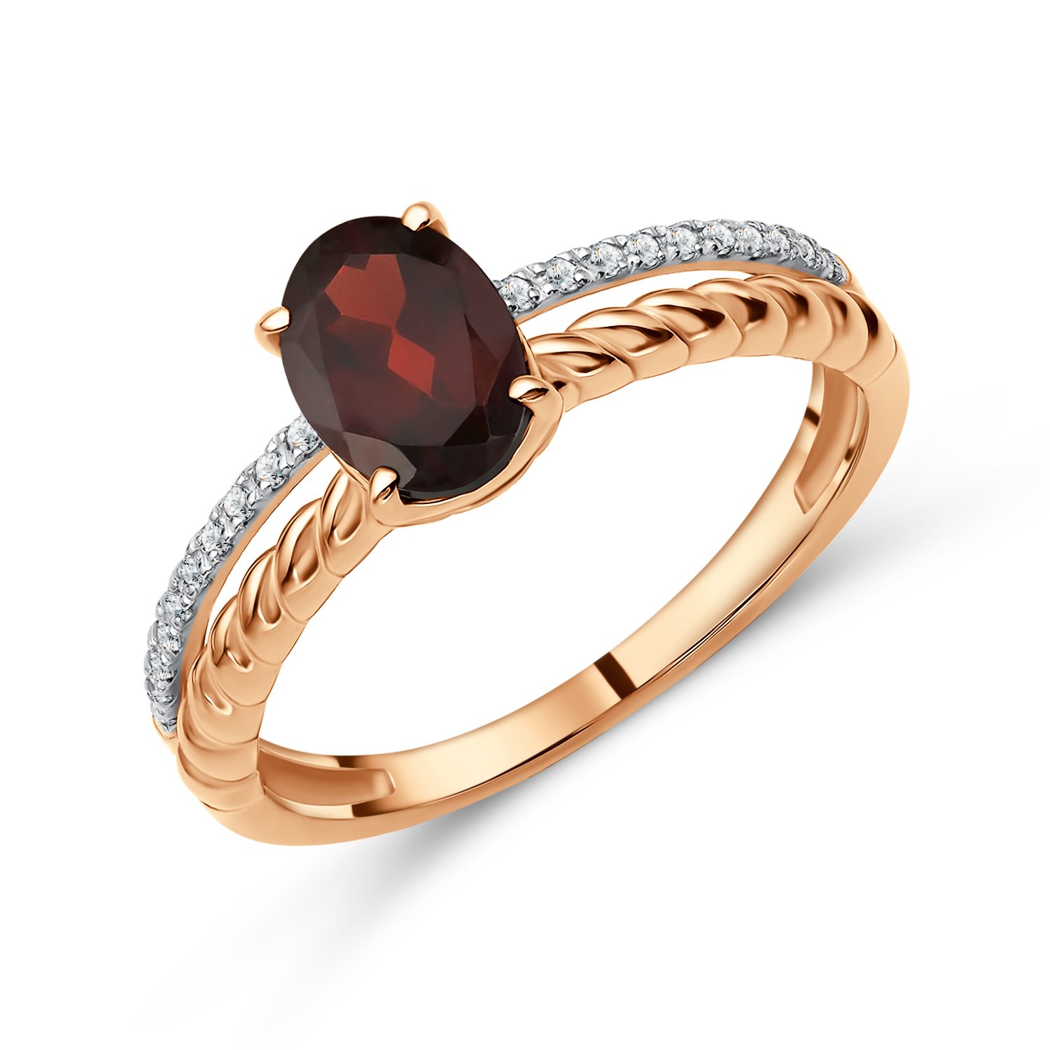 Фото «Золотое кольцо с гранатом и бриллиантами»