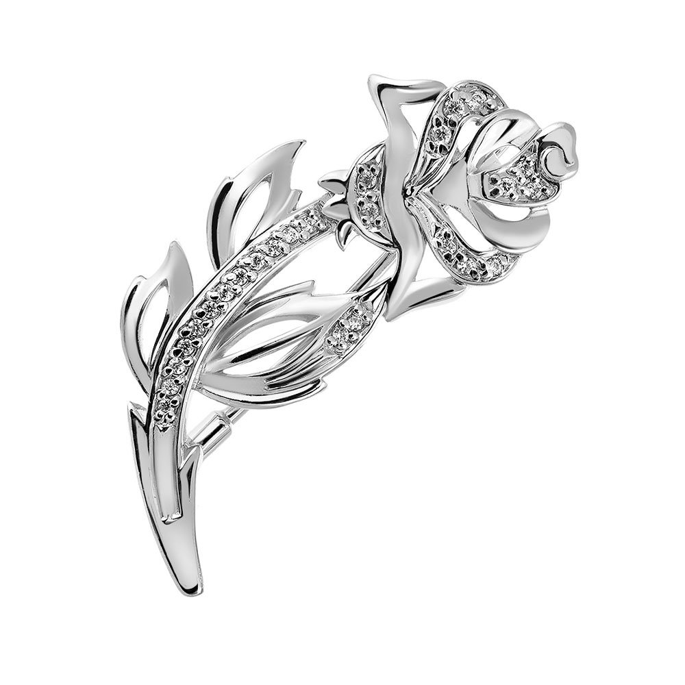 Брошь из серебра с фианитами