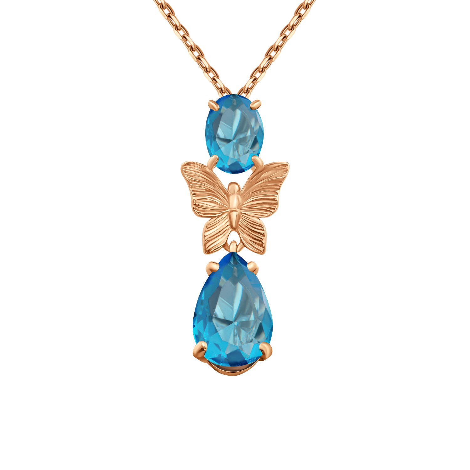 Серебряная подвеска Бабочка с алпанитами и позолотой