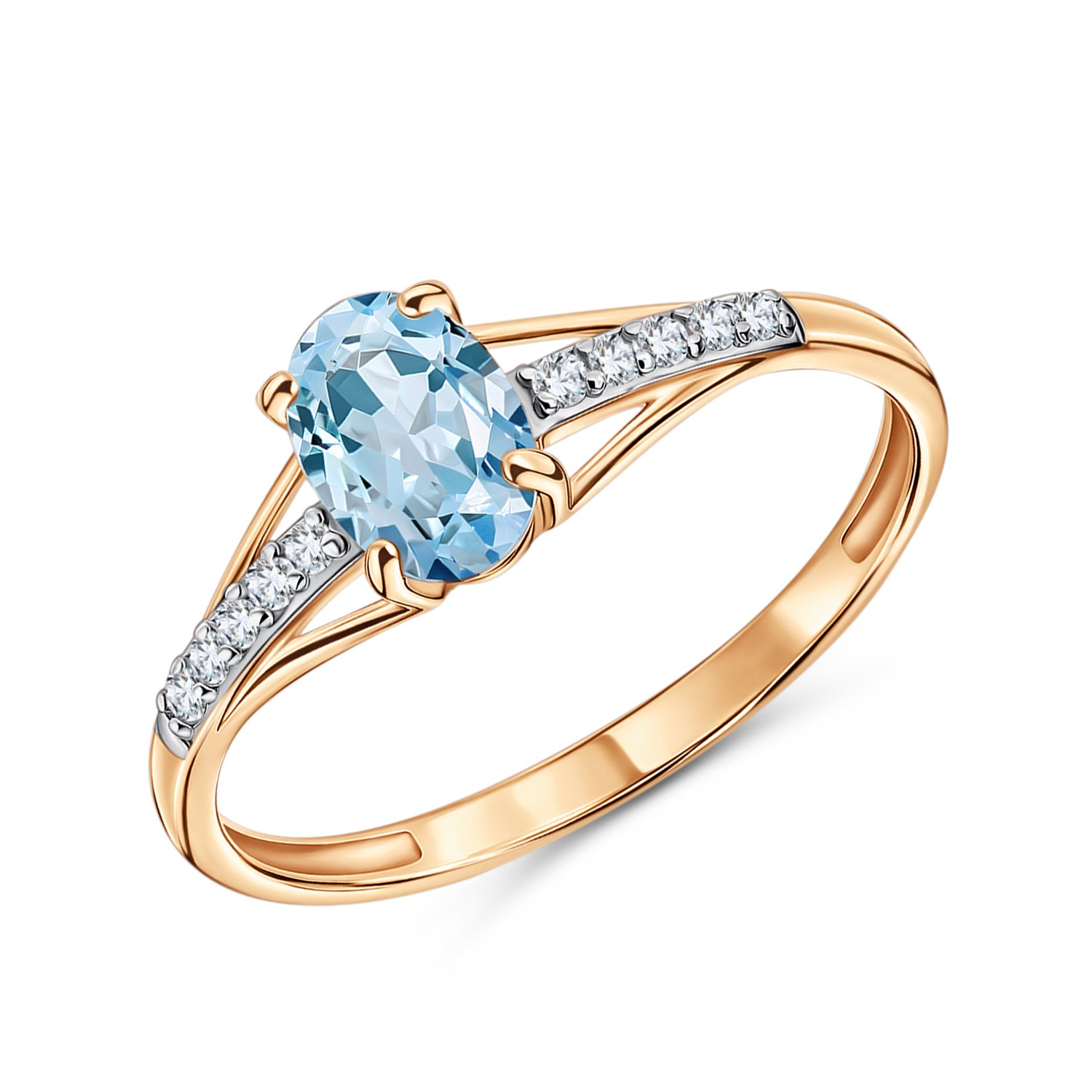 Фото «Золотое кольцо с топазом Swiss и бриллиантами»