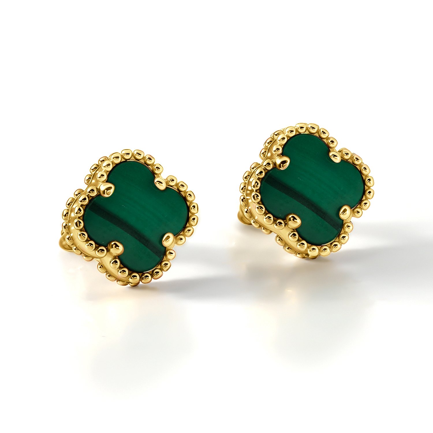 Золотые серьги с малахитом