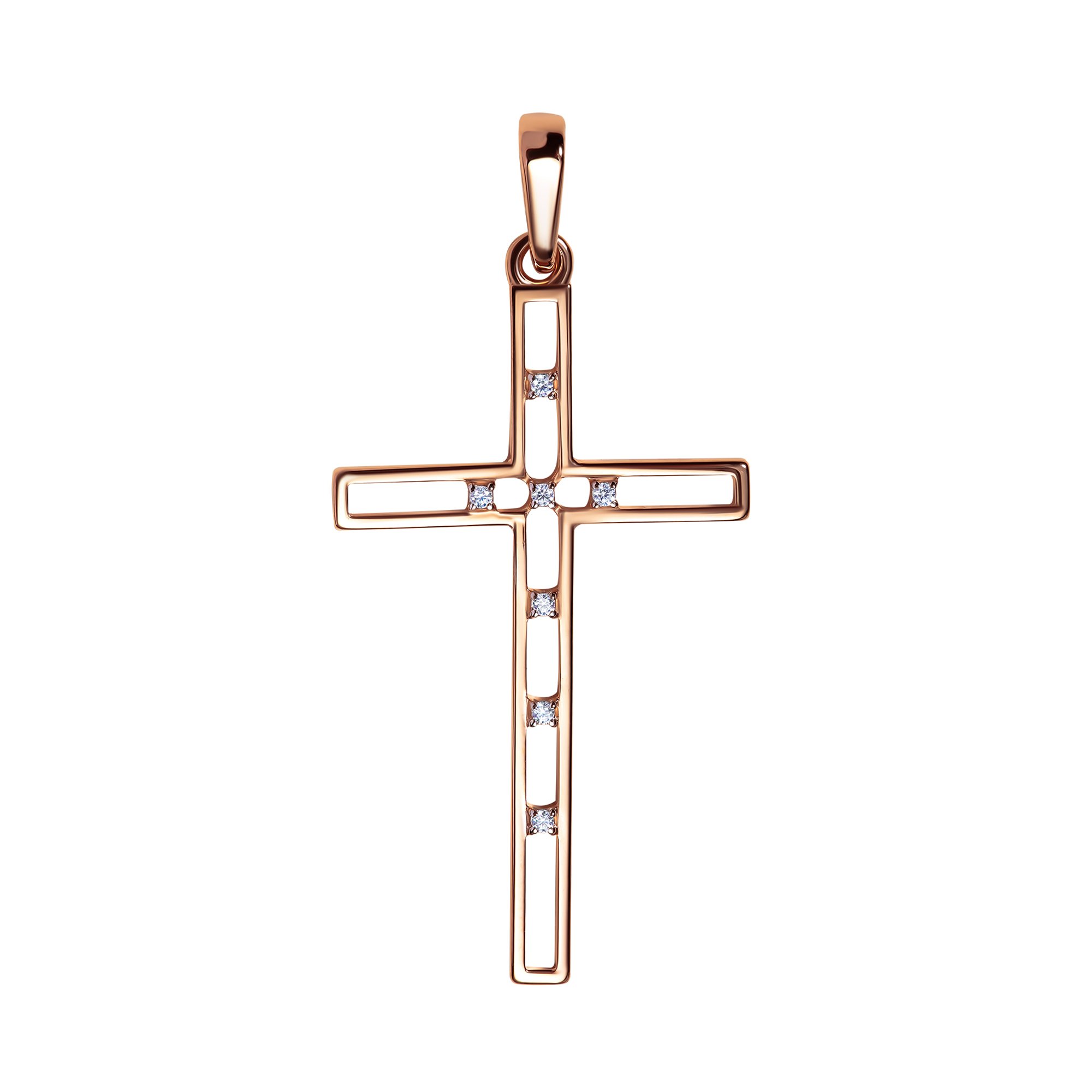 Золотая подвеска Крест с фианитами