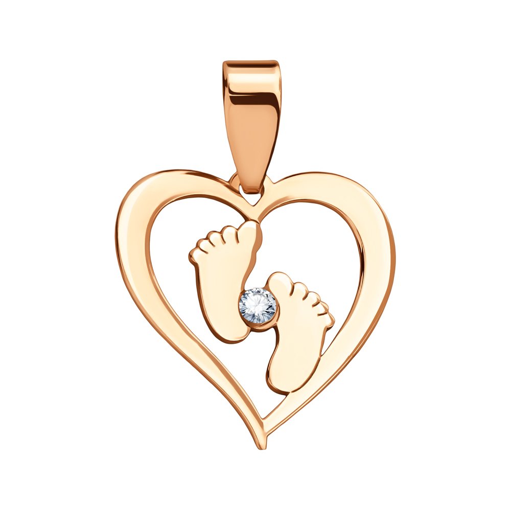 Серебряная подвеска со стразой и позолотой