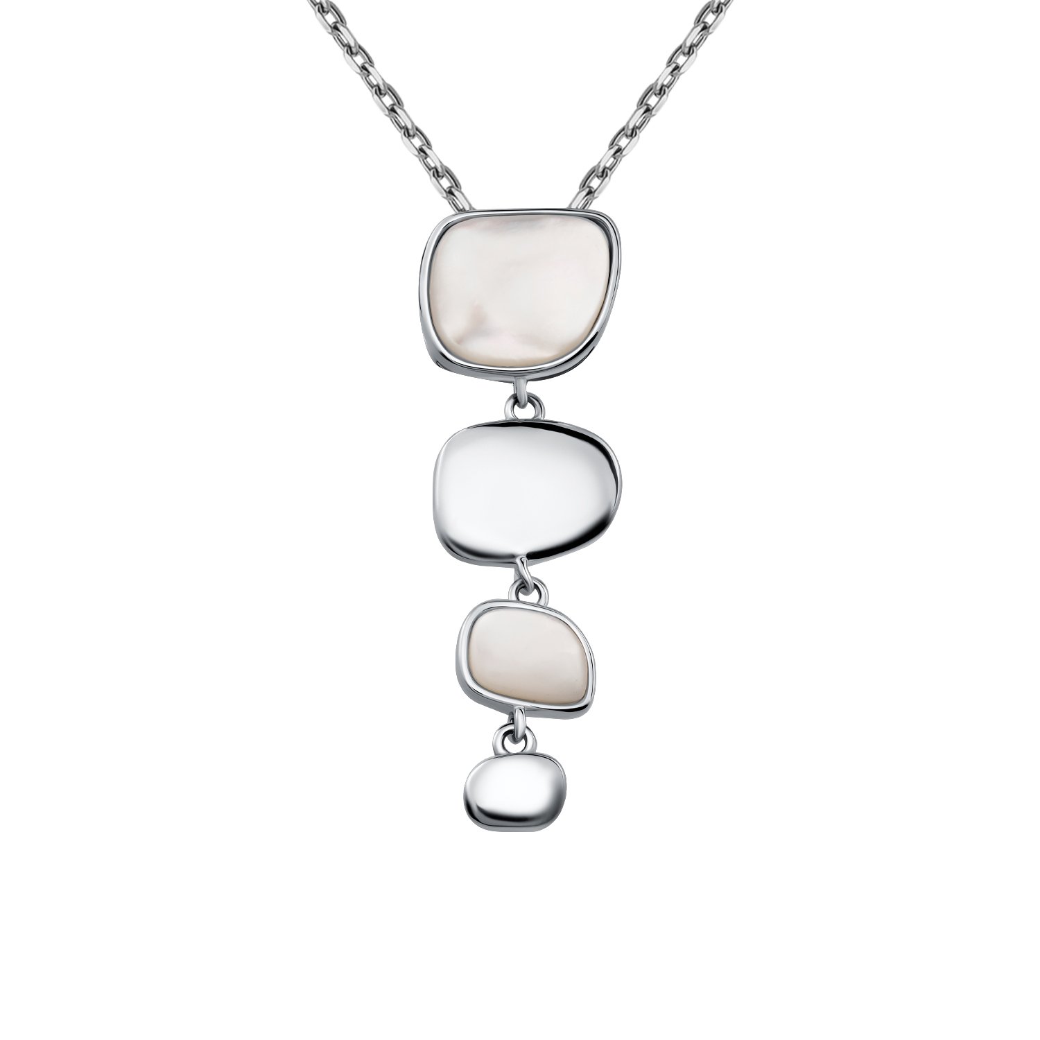 Серебряная подвеска с перламутром и родированием