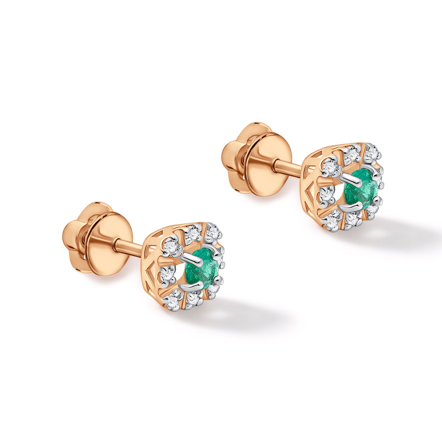 Золотые серьги с изумрудами и бриллиантами