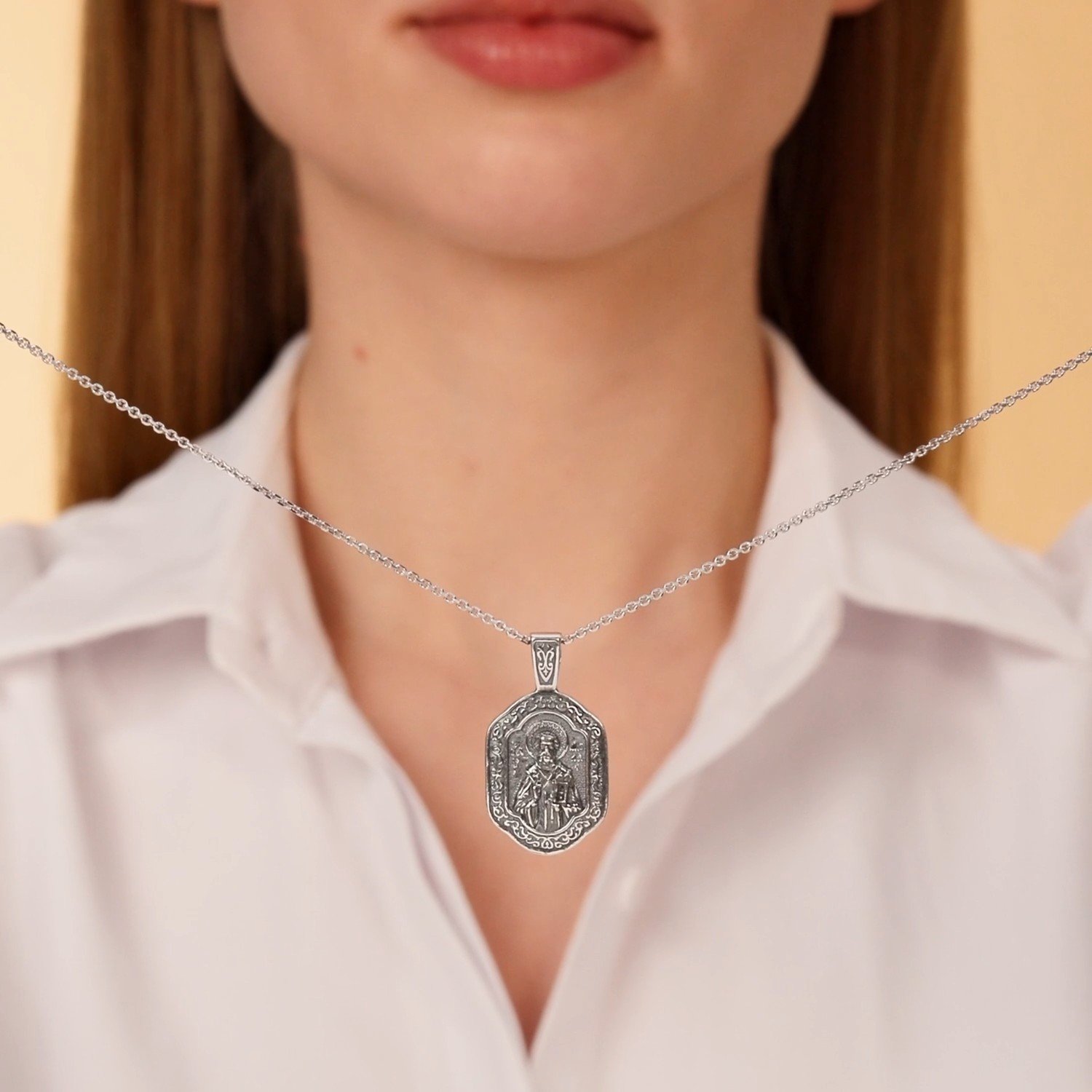 Серебряная подвеска «Икона Николай Чудотворец»