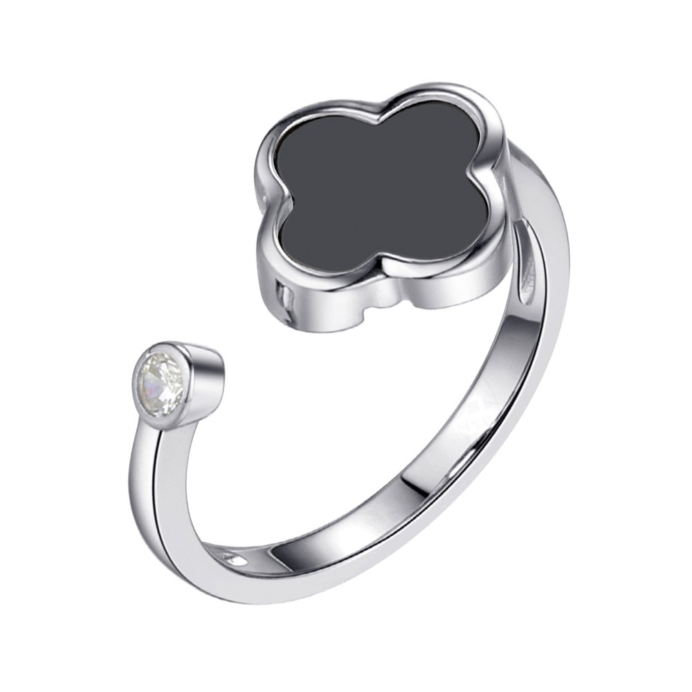 Серебряное кольцо с керамикой и фианитом