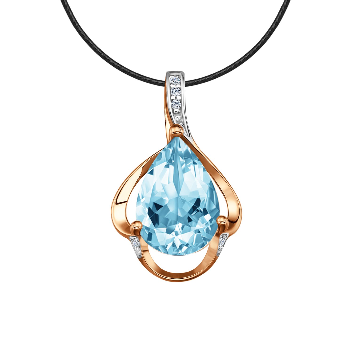 Золотая подвеска с топазом и фианитами