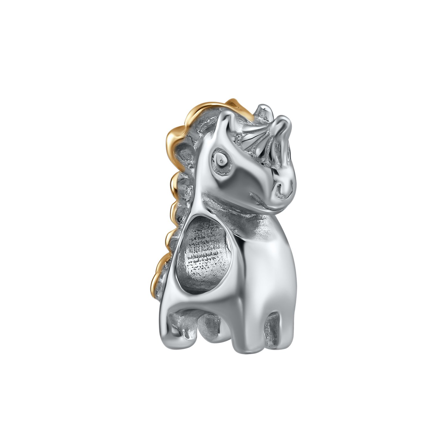 Серебряный шарм Единорог с позолотой