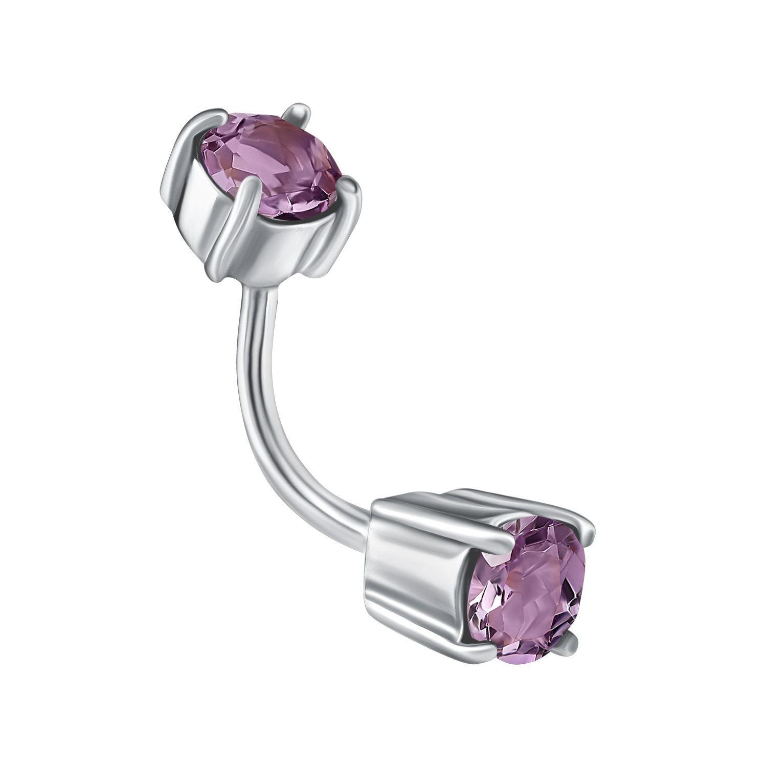 Серебряный пирсинг с аметистами