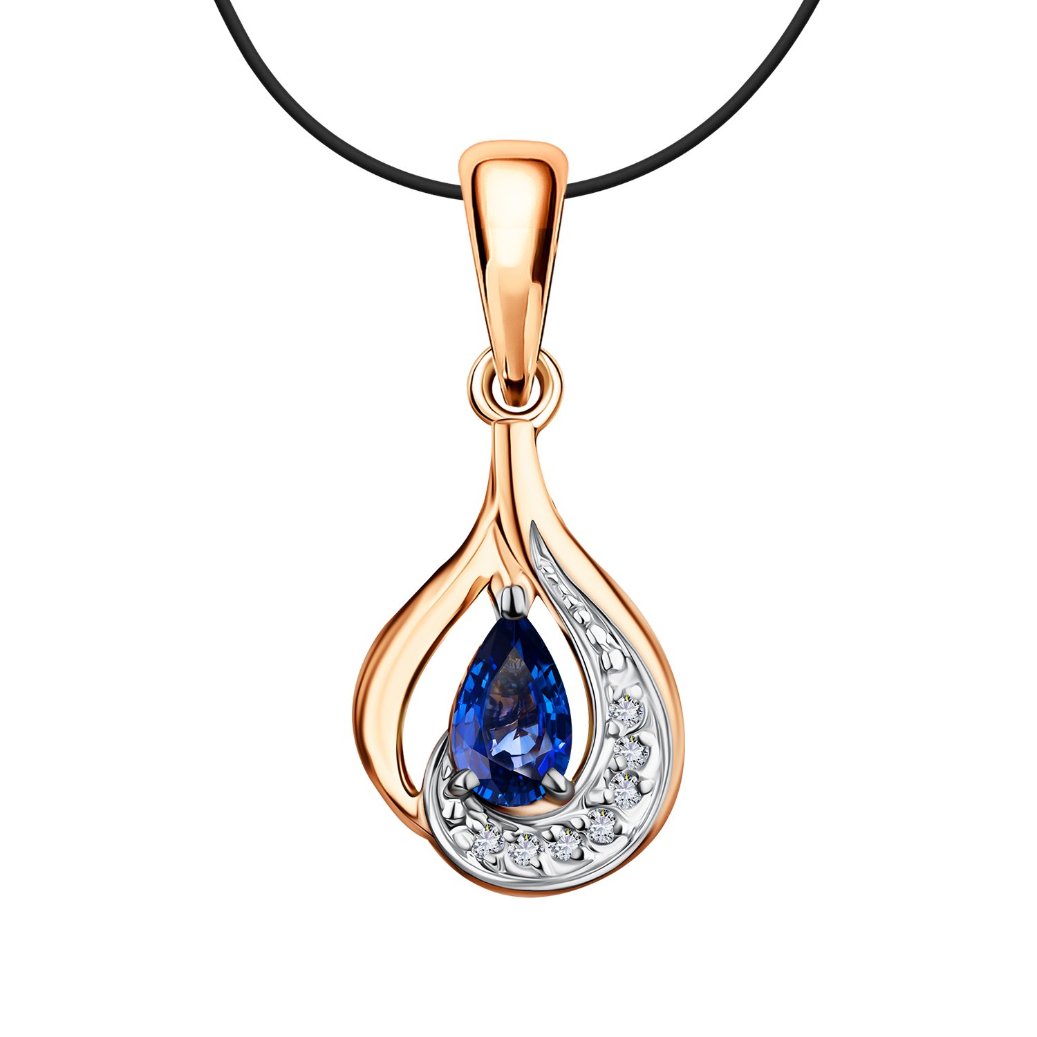 Золотая подвеска с сапфиром и бриллиантами