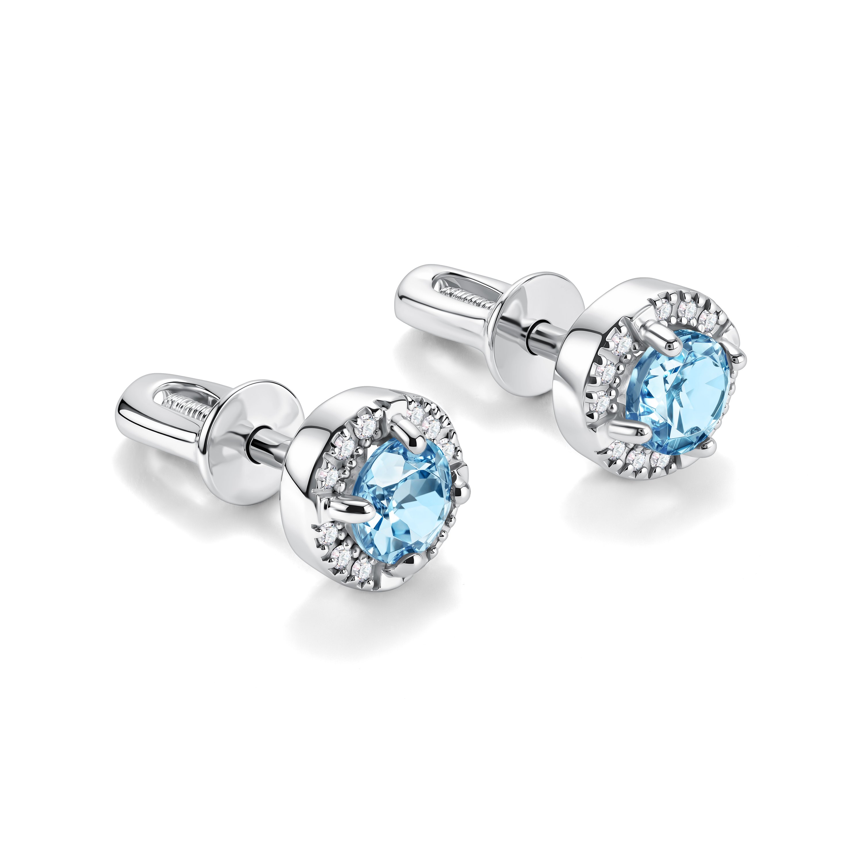 Золотые серьги с топазами Swiss и бриллиантами