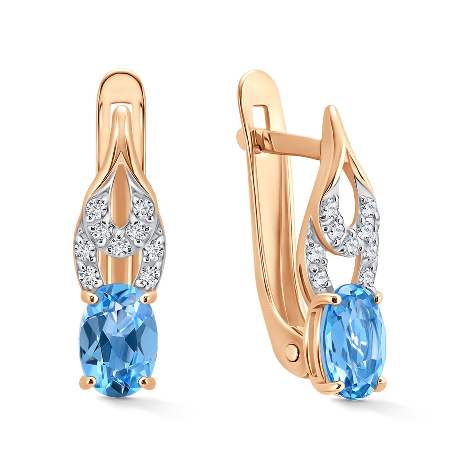 Фото «Золотые серьги с топазами Swiss и бриллиантами»