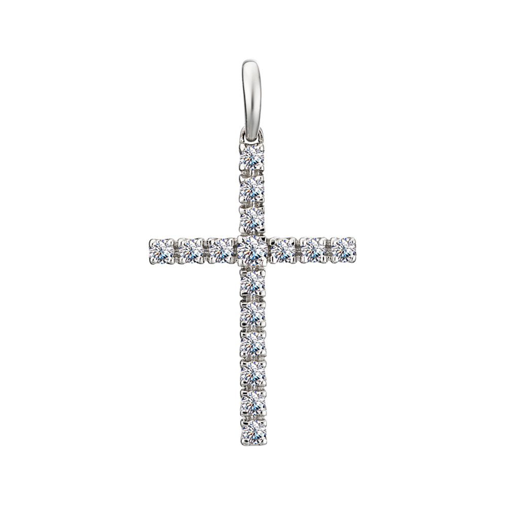 Подвеска-крестик из серебра с фианитами