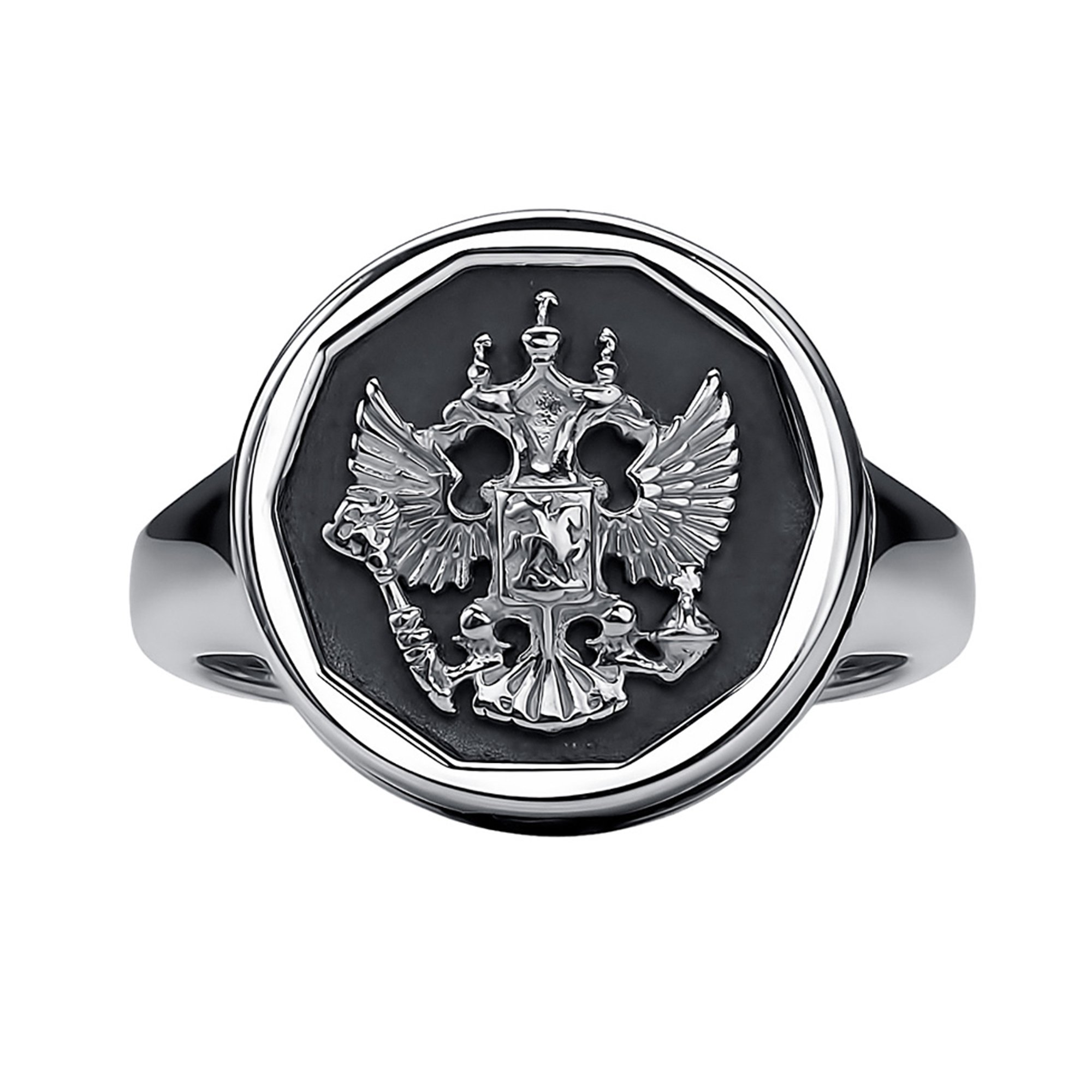 Серебряная печатка с черным бриллиантом