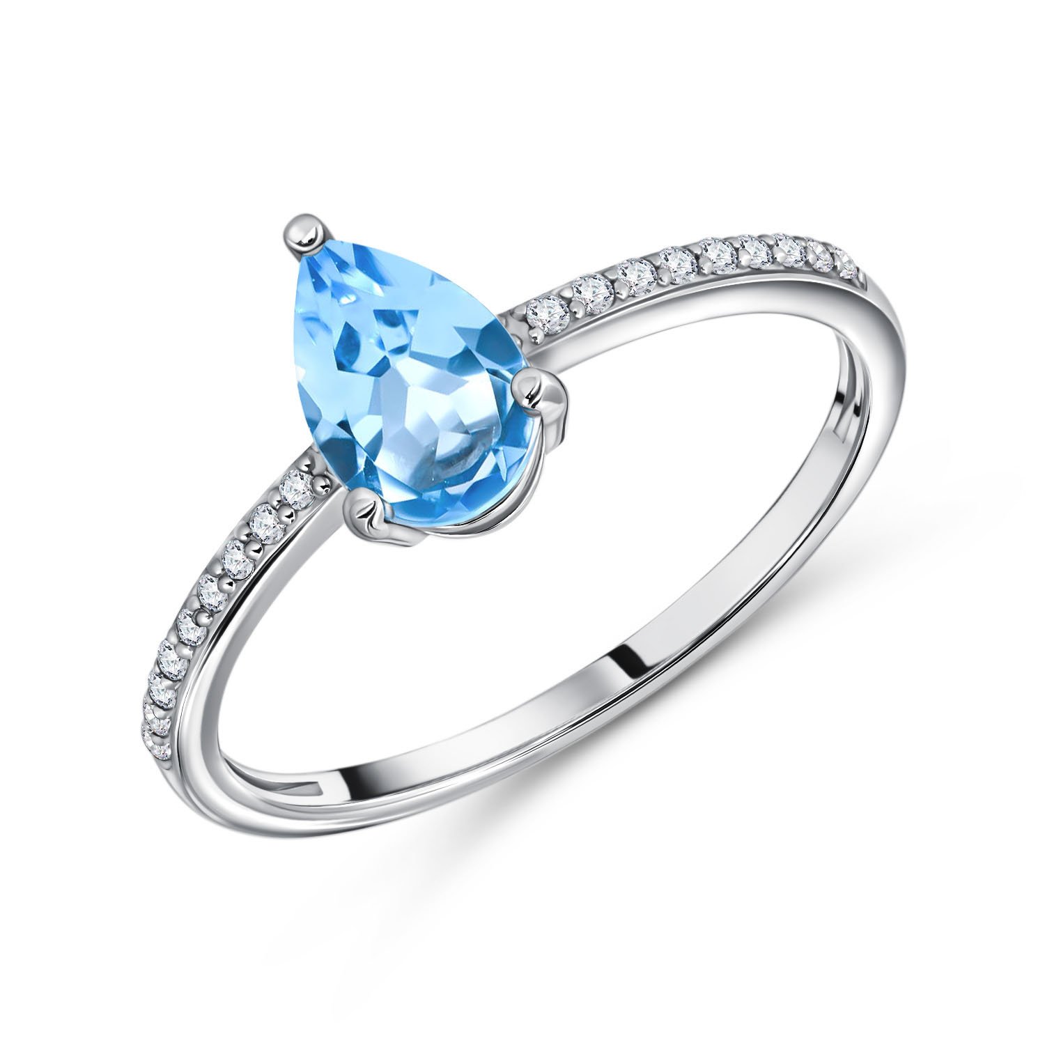 Фото «Золотое кольцо с топазом Swiss и фианитами»