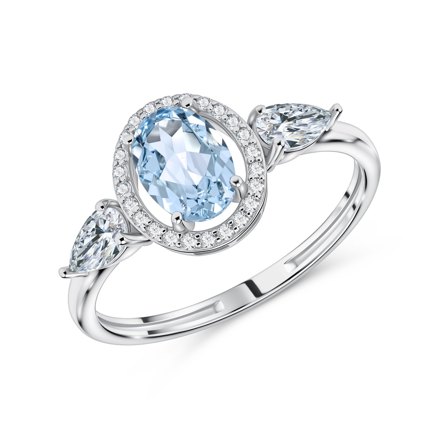 Фото «Золотое кольцо с топазом Sky и фианитами»