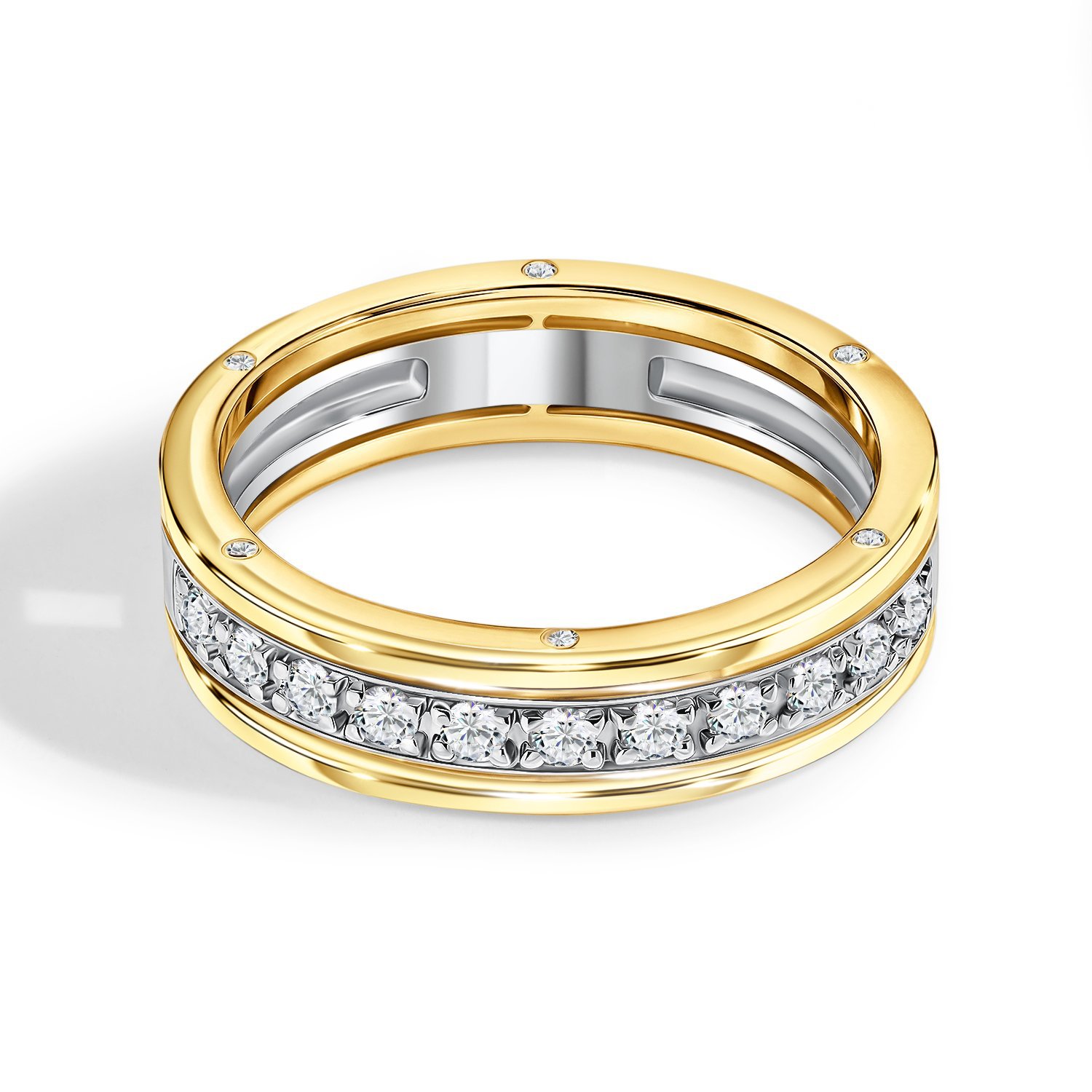 Золотое обручальное кольцо с бриллиантами