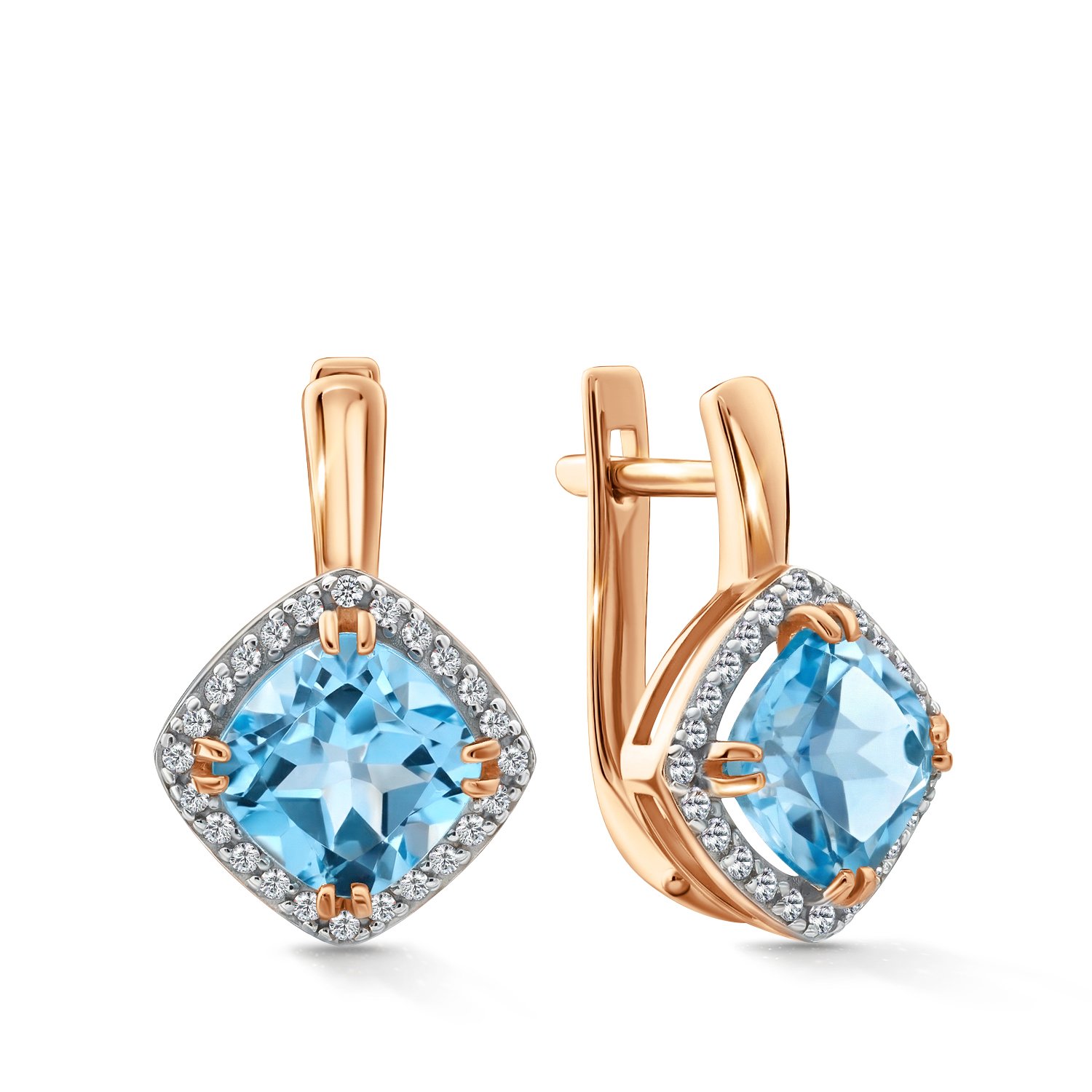 Фото «Золотые серьги с топазами Sky и бриллиантами»