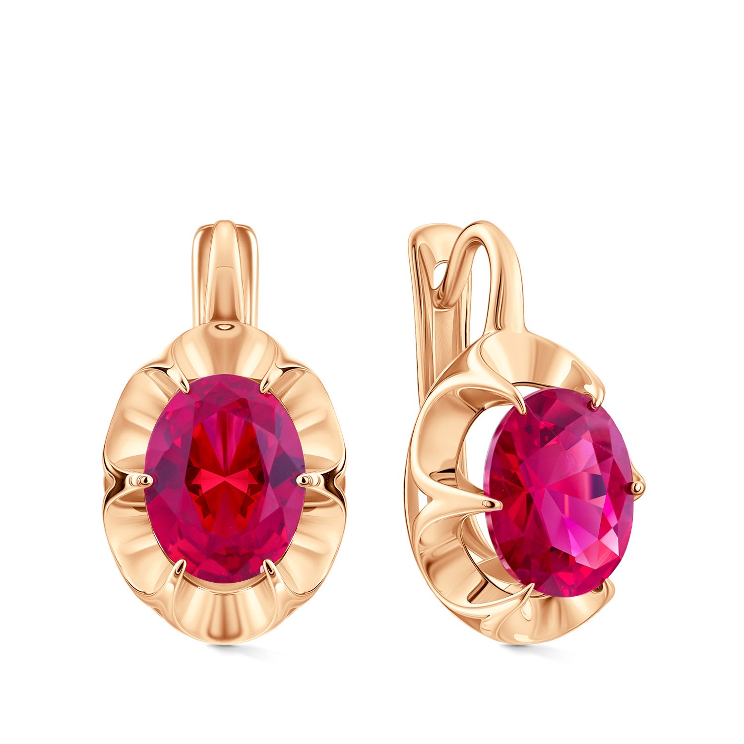 Фото «Золотые серьги с рубинами выращенными»