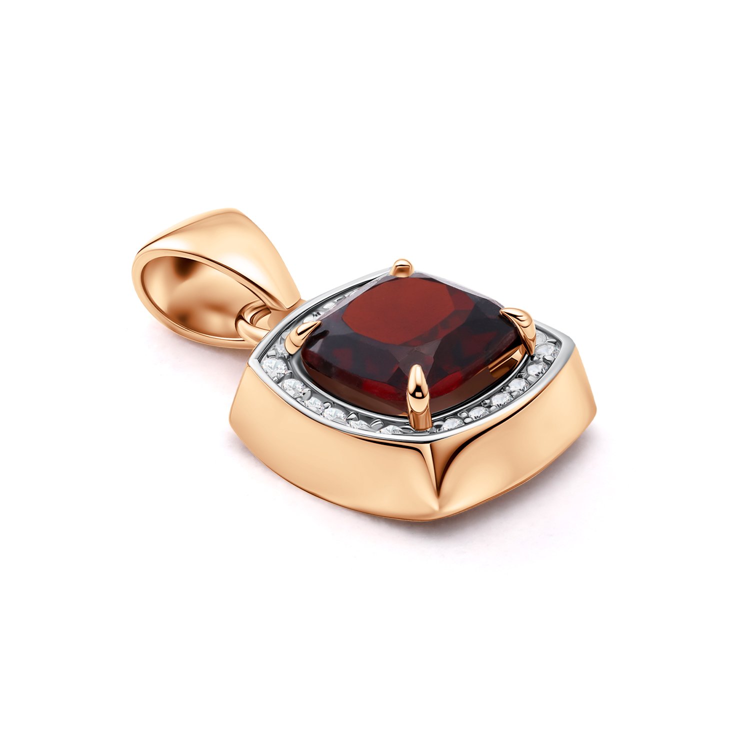 Золотая подвеска с гранатом и бриллиантами