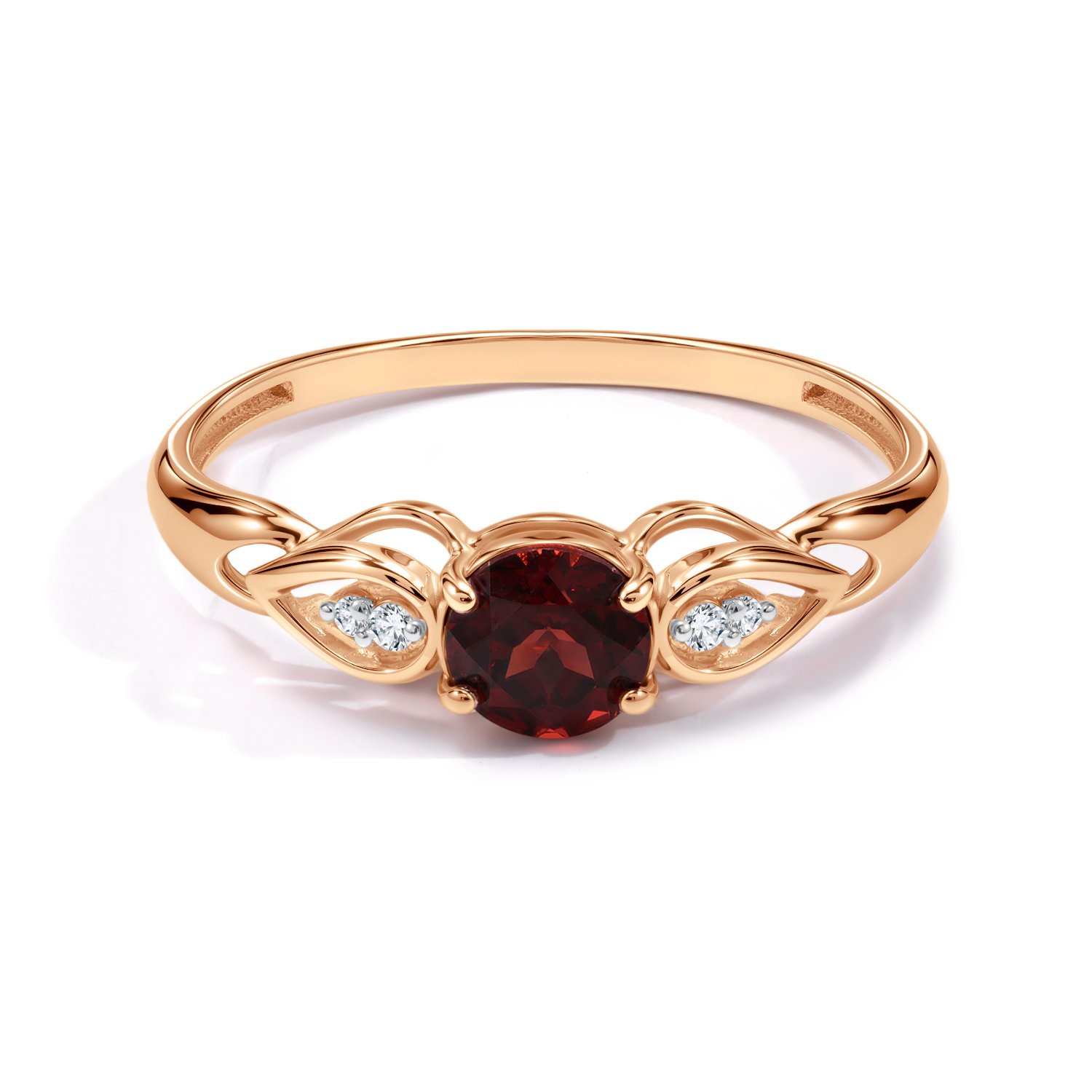 Золотое кольцо с гранатом и фианитами