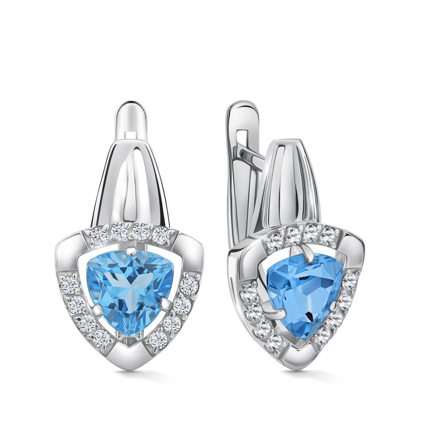 Фото «Золотые серьги с топазами Swiss и фианитами»