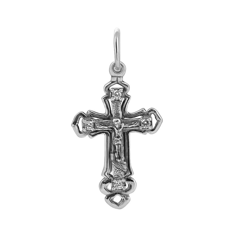 Крестик из серебра с фианитами