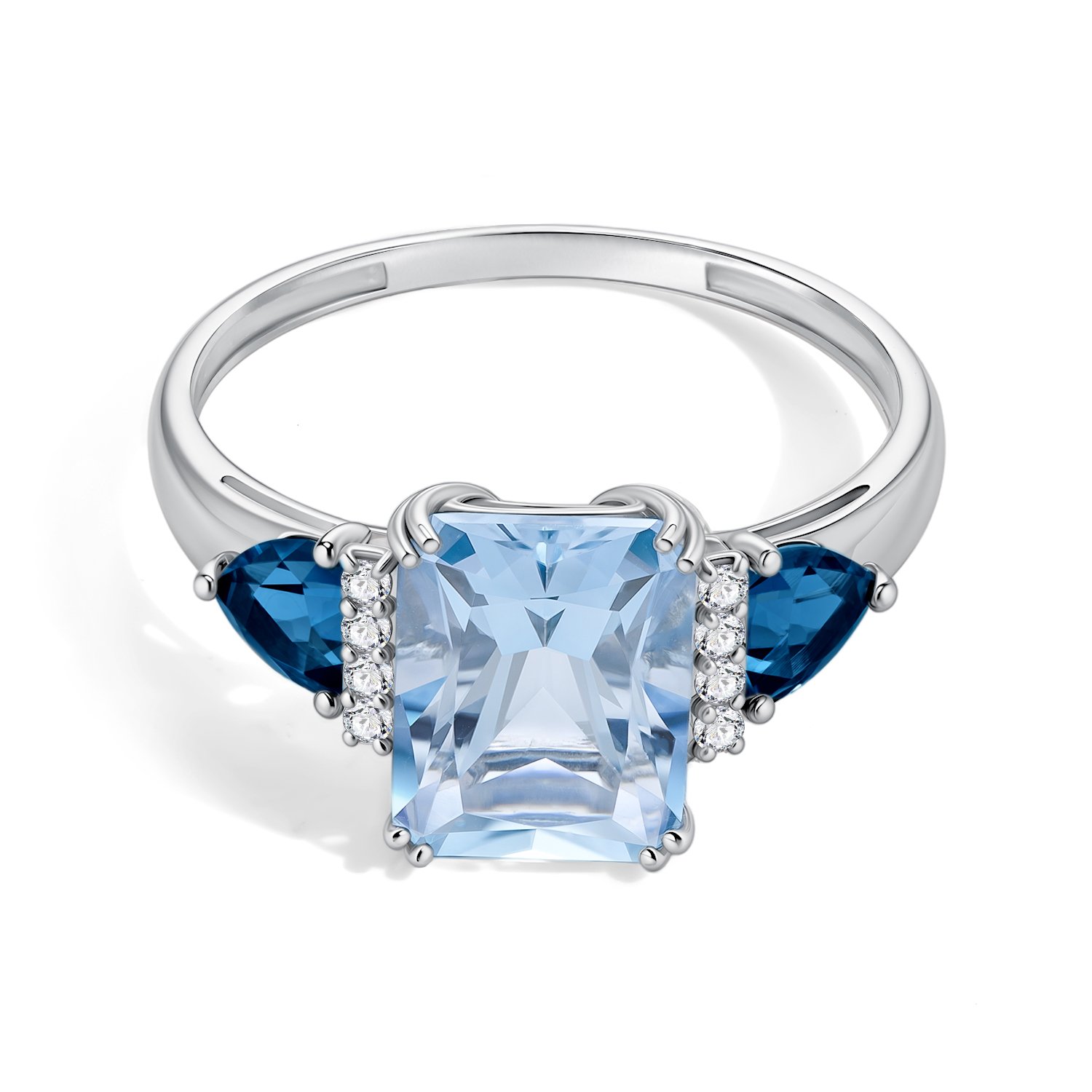 Золотое кольцо с топазами Sky, London и бриллиантами