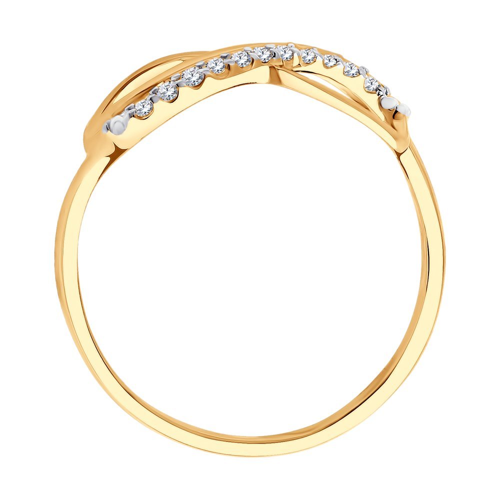 Золотое кольцо Бесконечность с фианитами