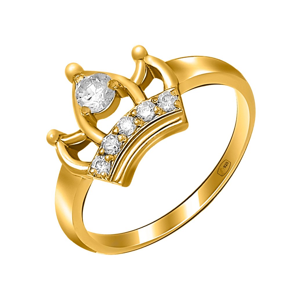 Серебряное кольцо Корона с фианитами
