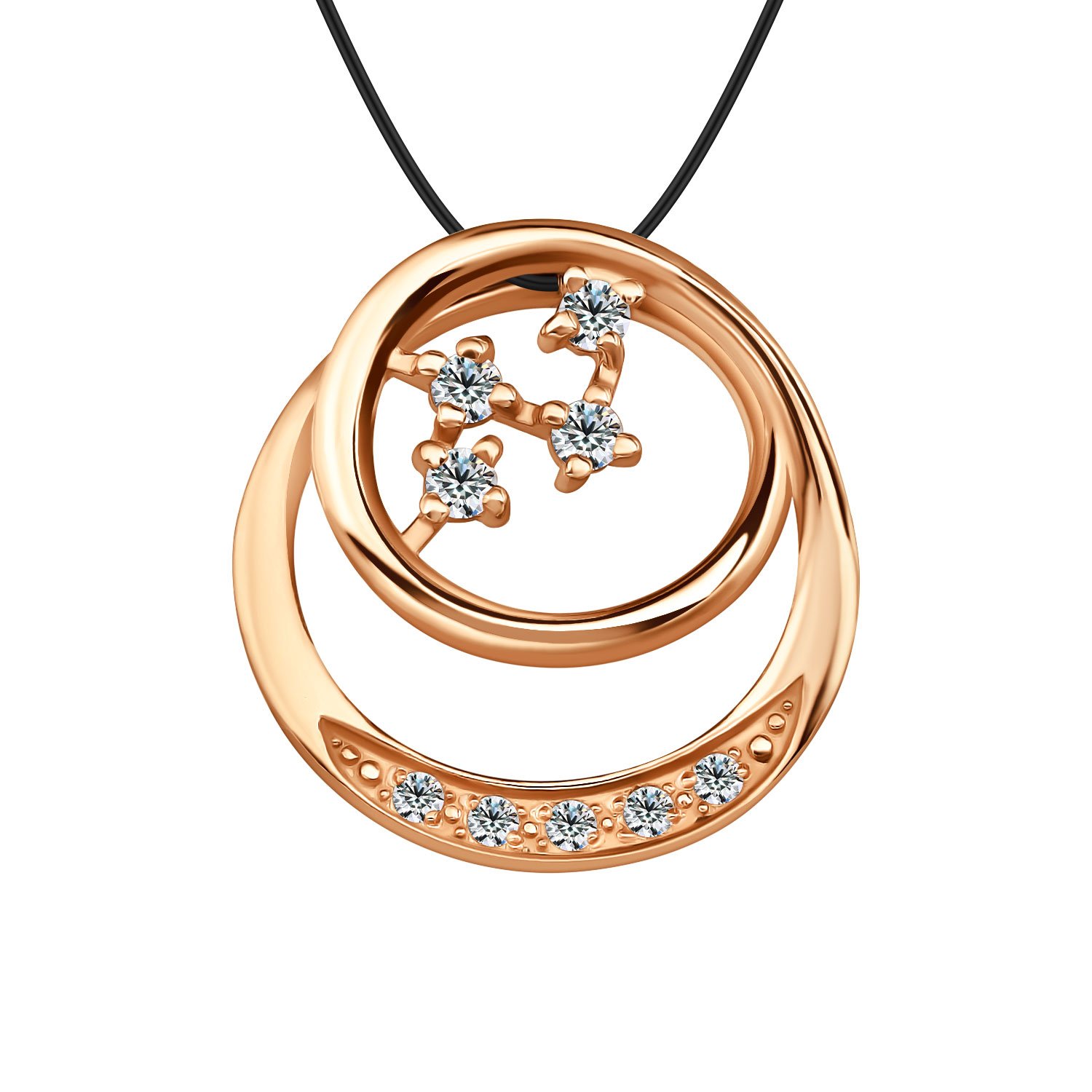 Серебряная подвеска с фианитами и позолотой