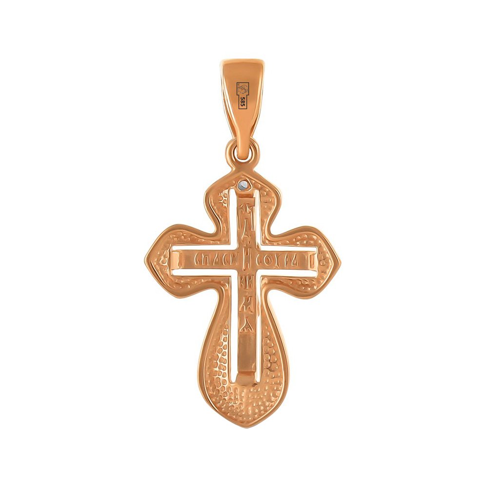 Золотой православный крест с фианитом