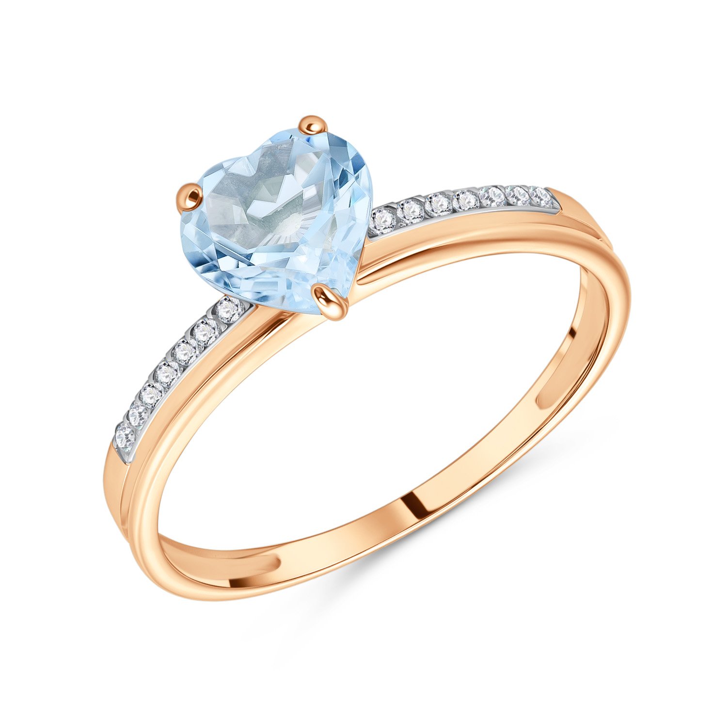 Фото «Золотое кольцо с топазом Sky и бриллиантами»