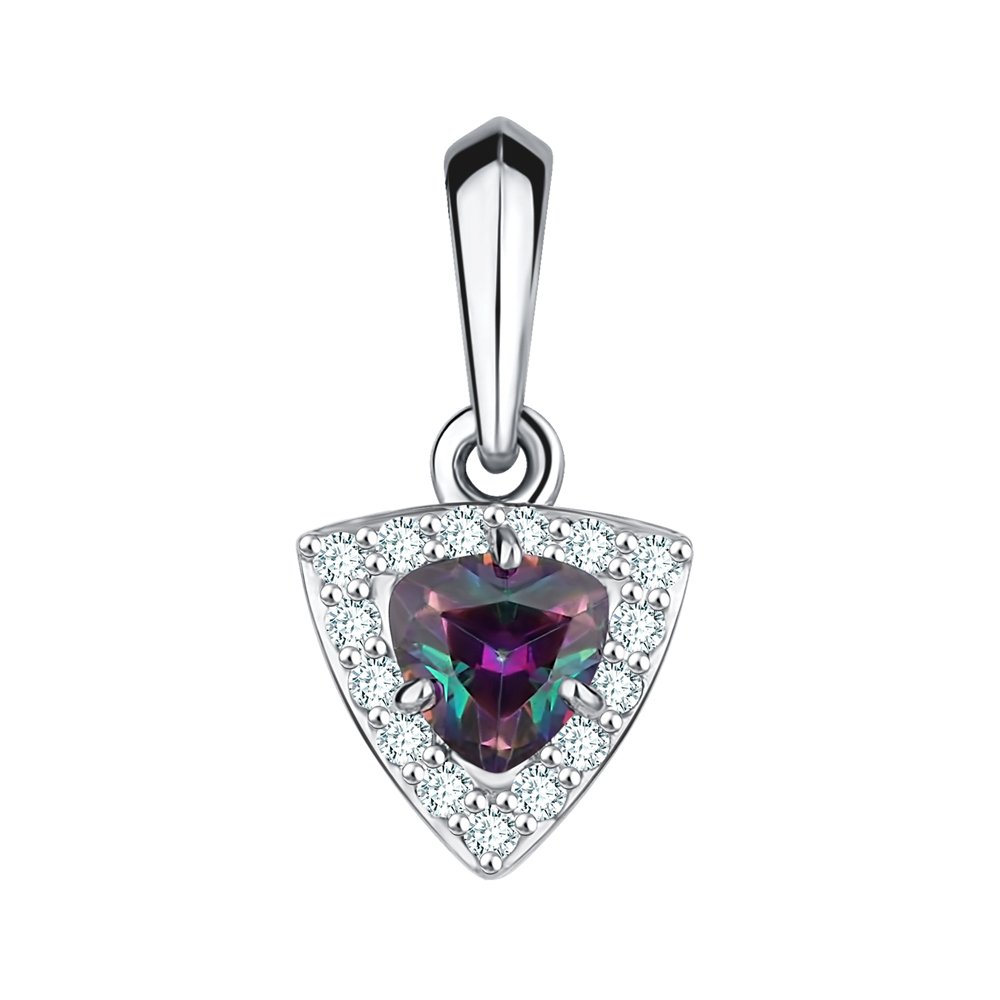 Серебряная подвеска с кварцем и фианитами с родированием