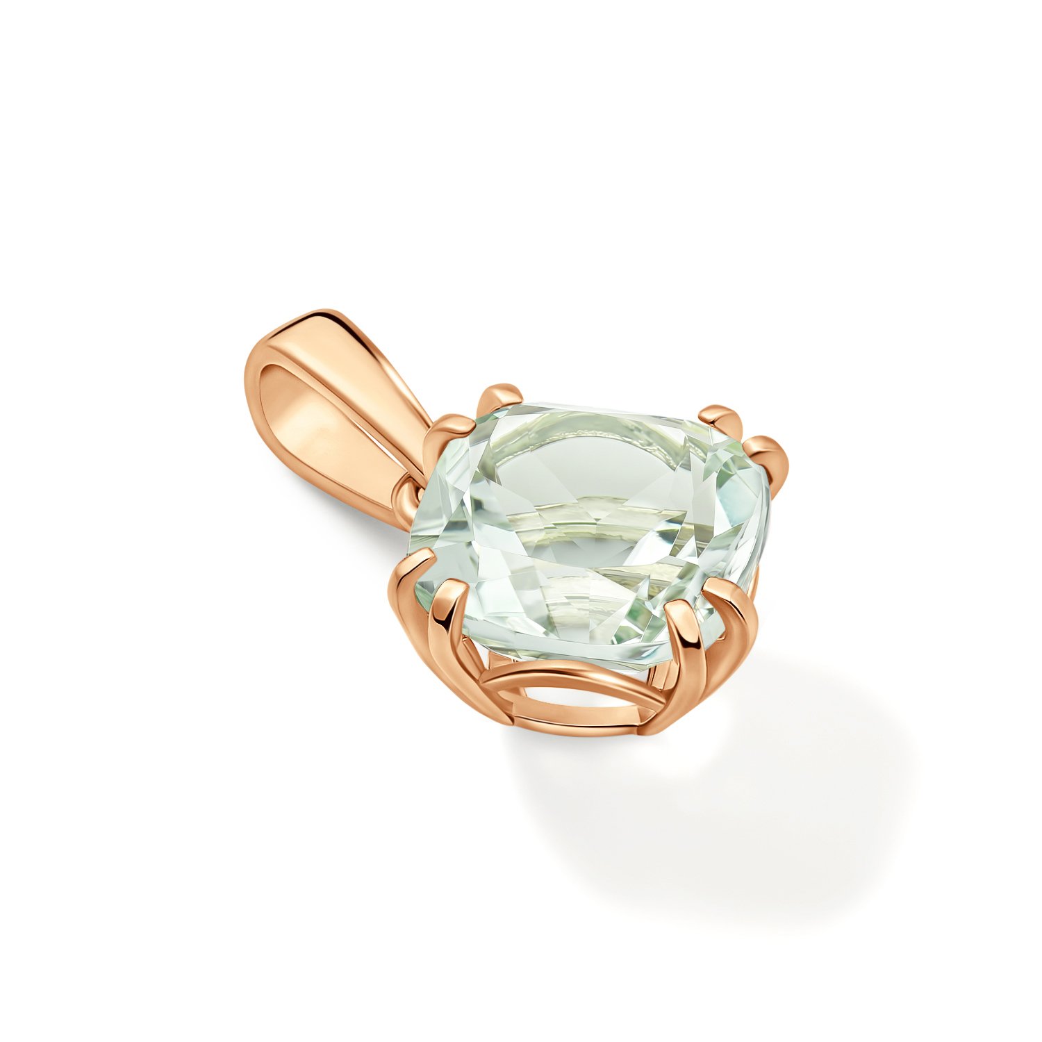 Золотая подвеска с празиолитом