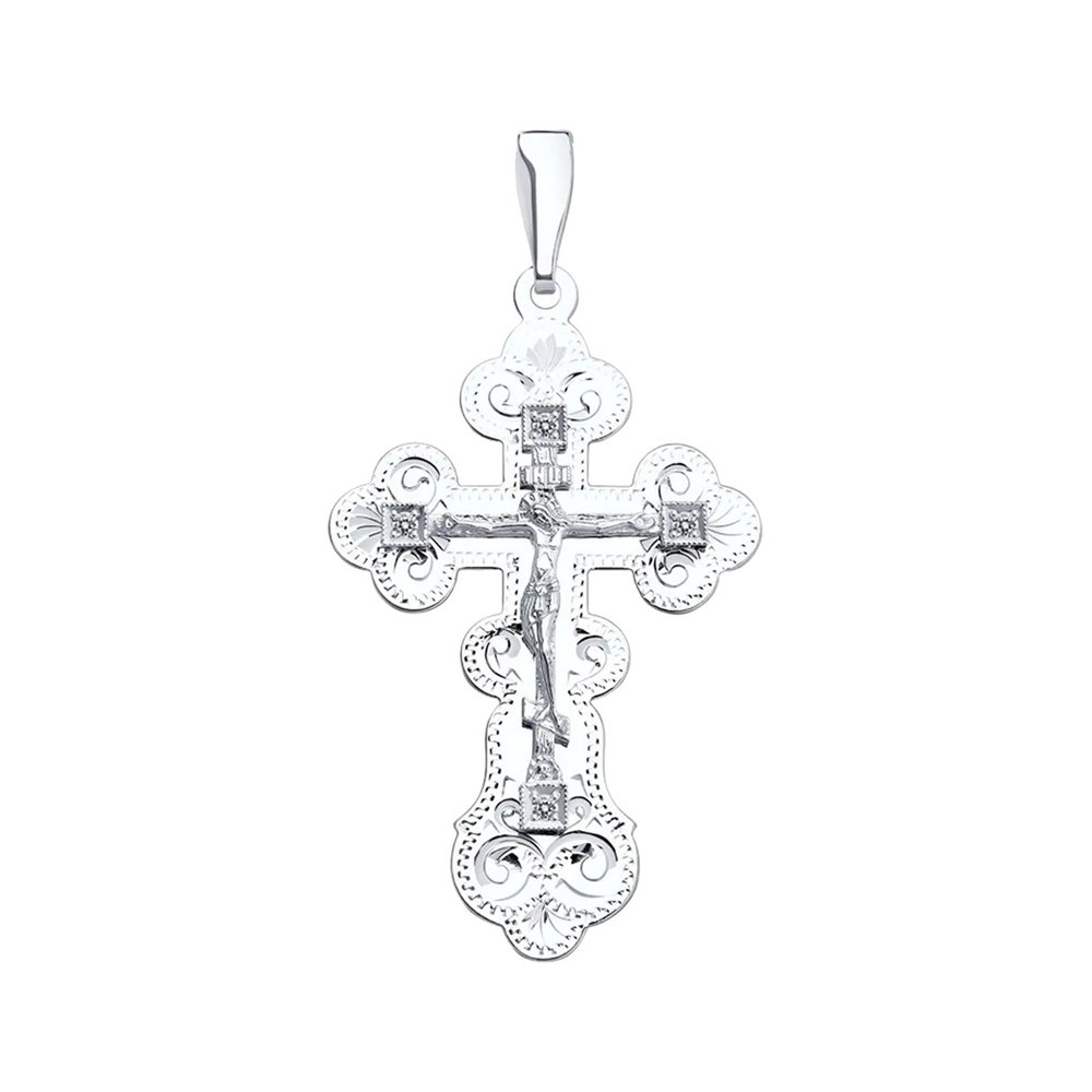 Серебряный крест с фианитами