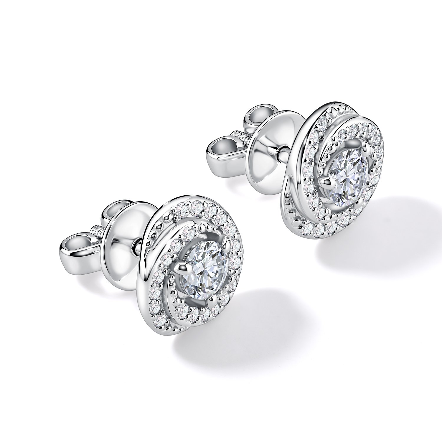 Серебряные серьги с бриллиантами выращенными