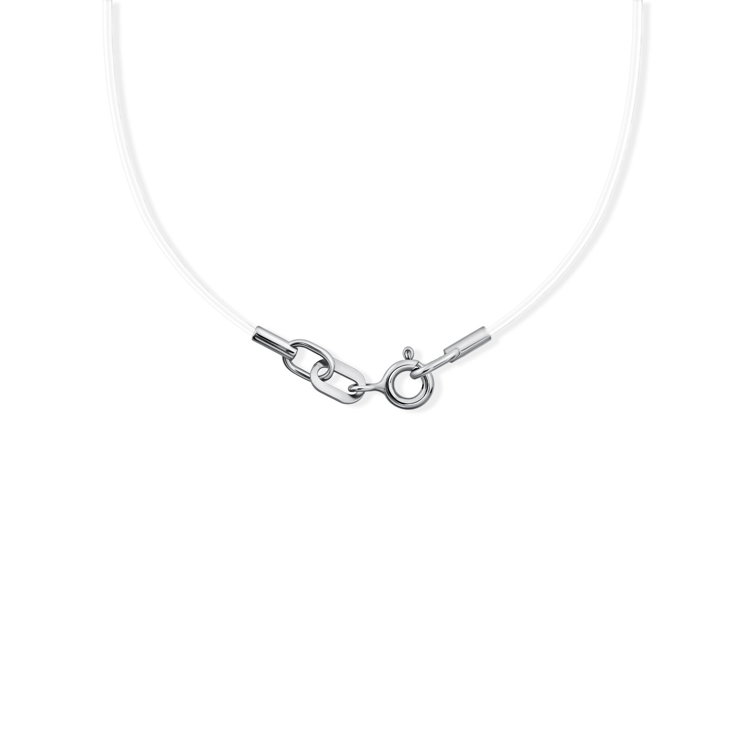 Серебряное колье на леске с фианитом