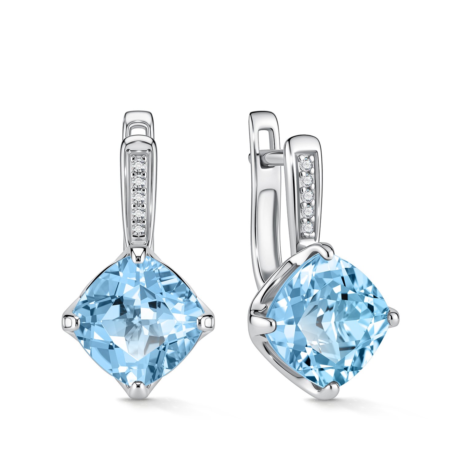 Фото «Золотые серьги с топазами Swiss и бриллиантами»