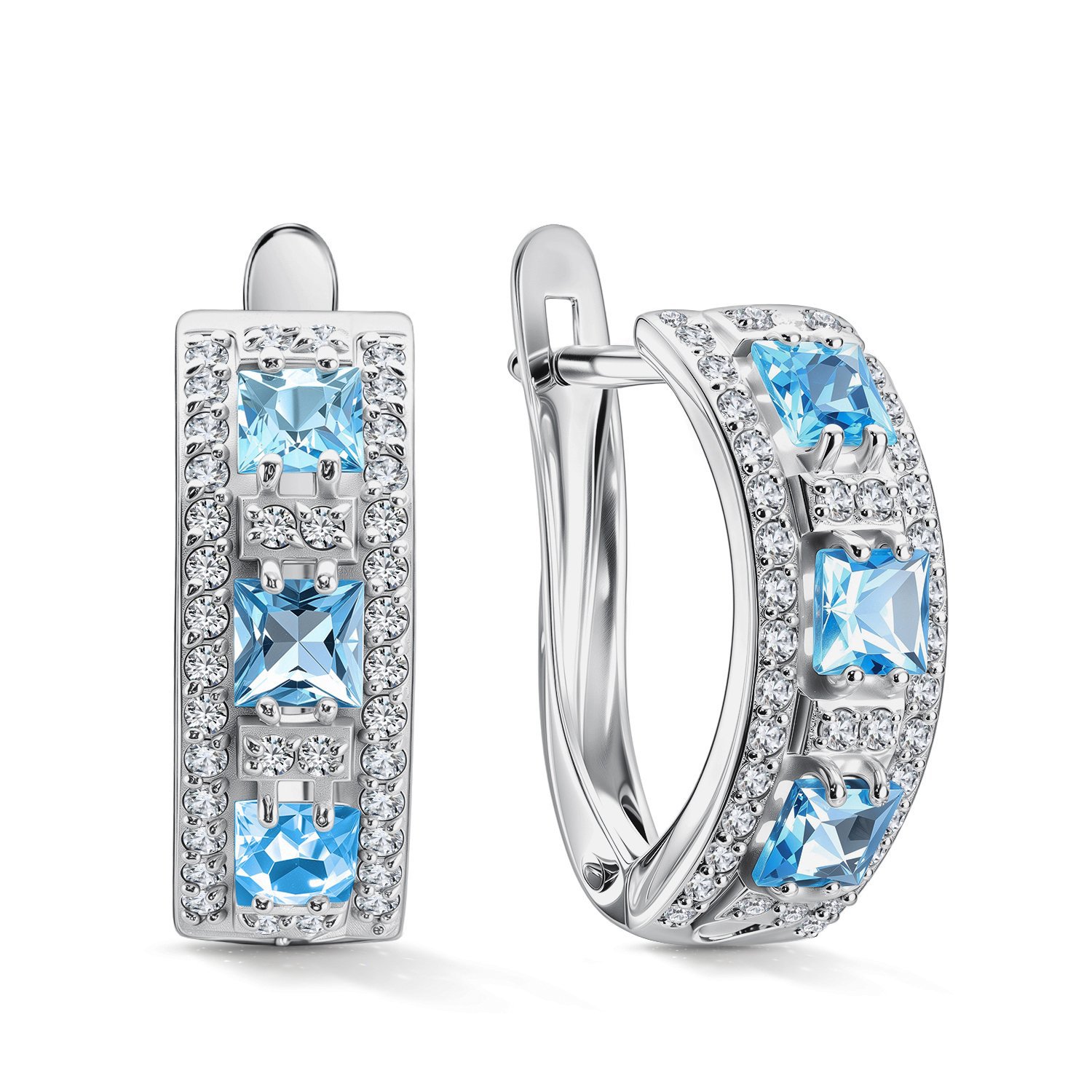 Фото «Золотые серьги с топазами Swiss и фианитами»