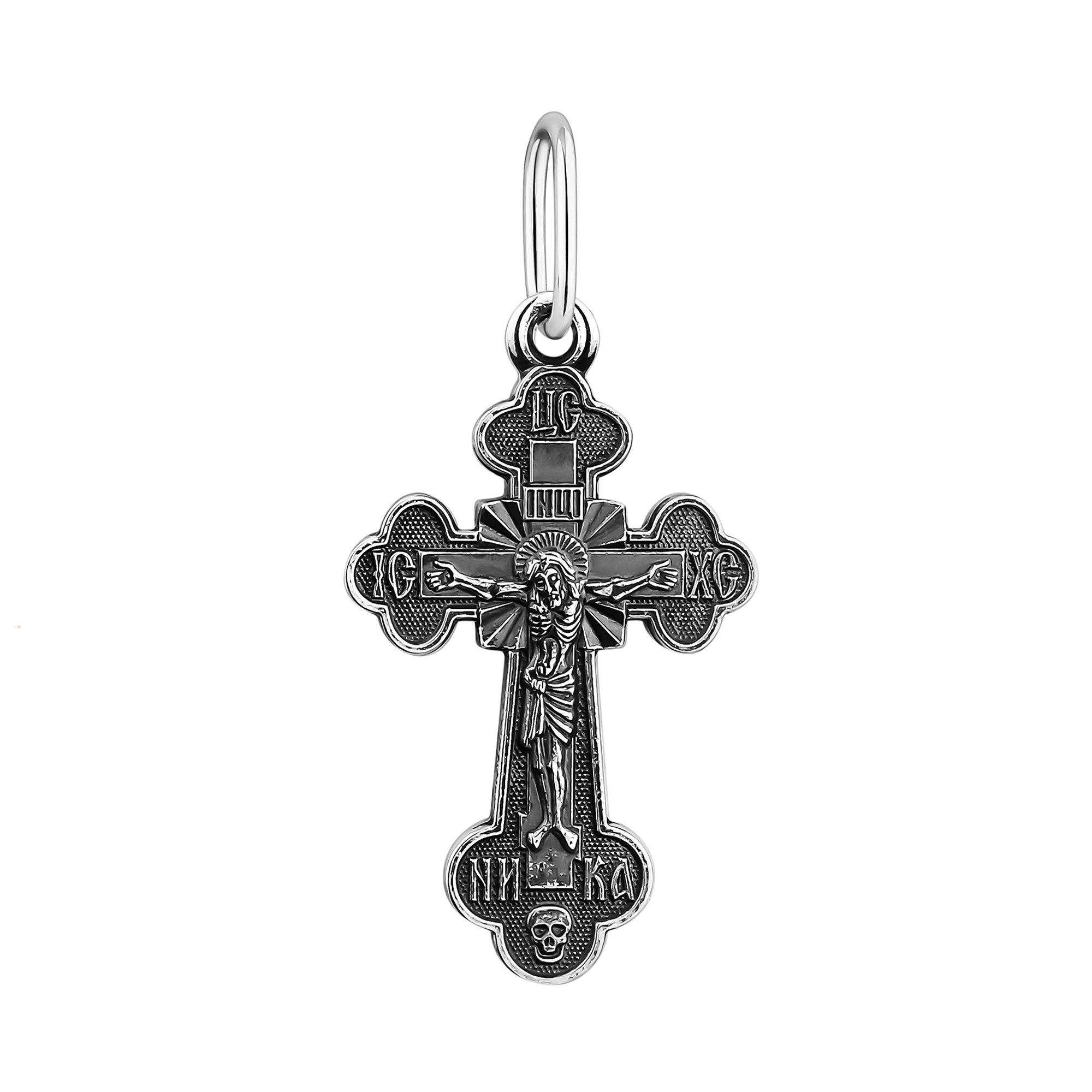 Серебряная подвеска Крест с чернением