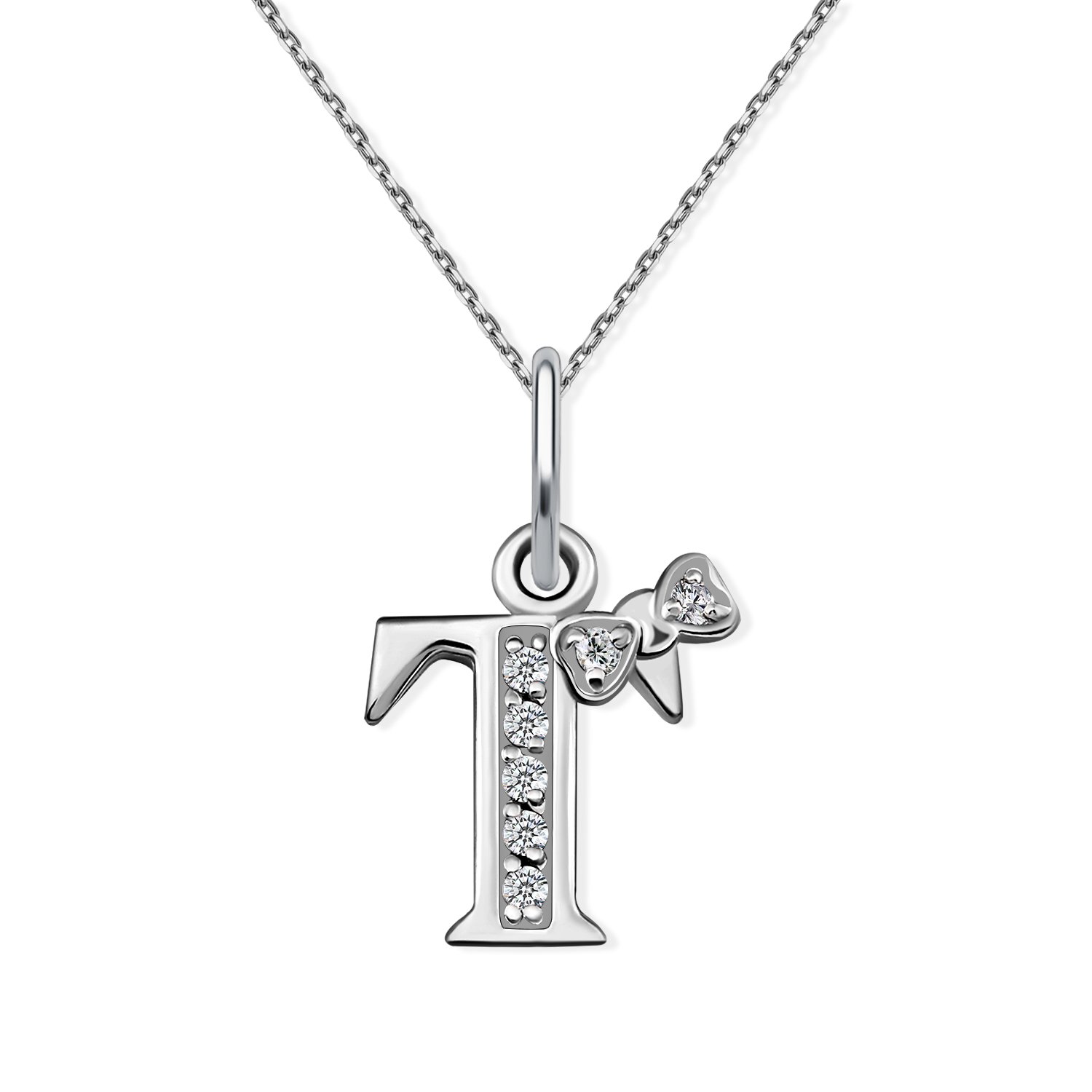 Серебряная подвескаБуква Т с фианитами