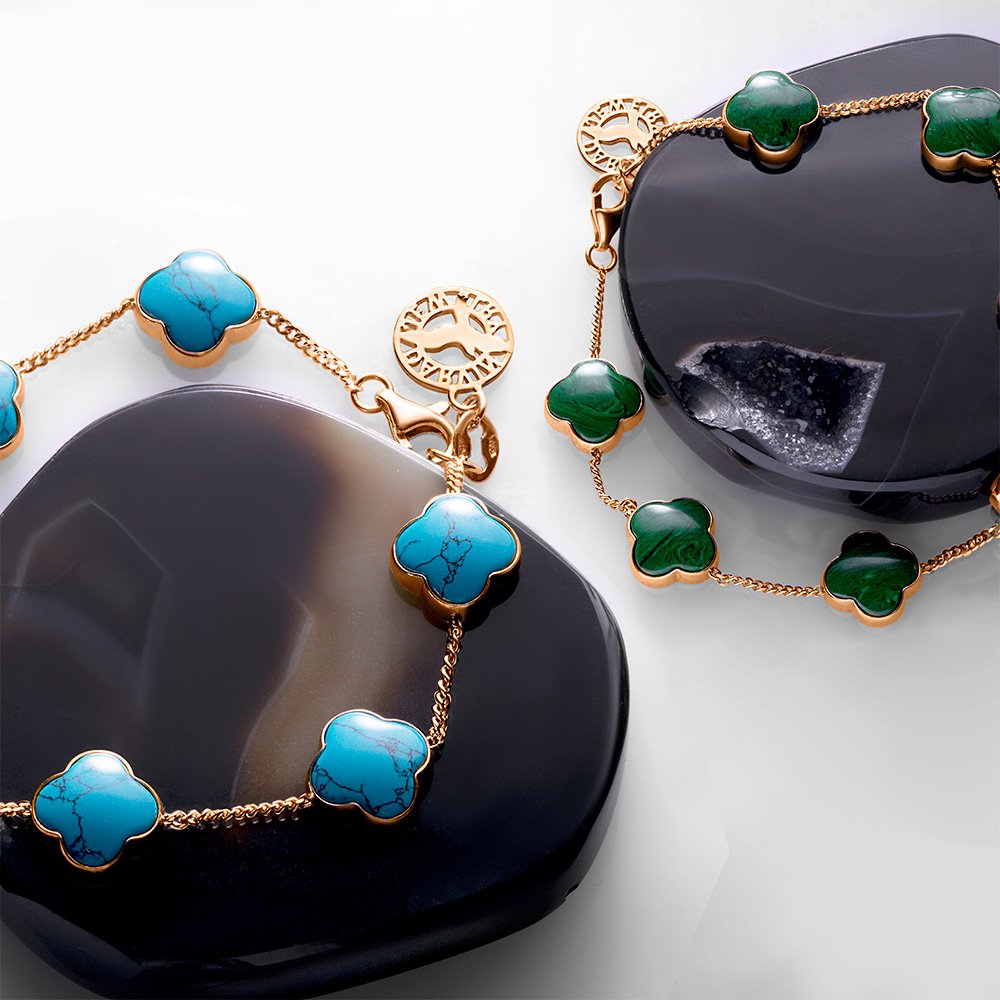 Золотой браслет с бирюзой