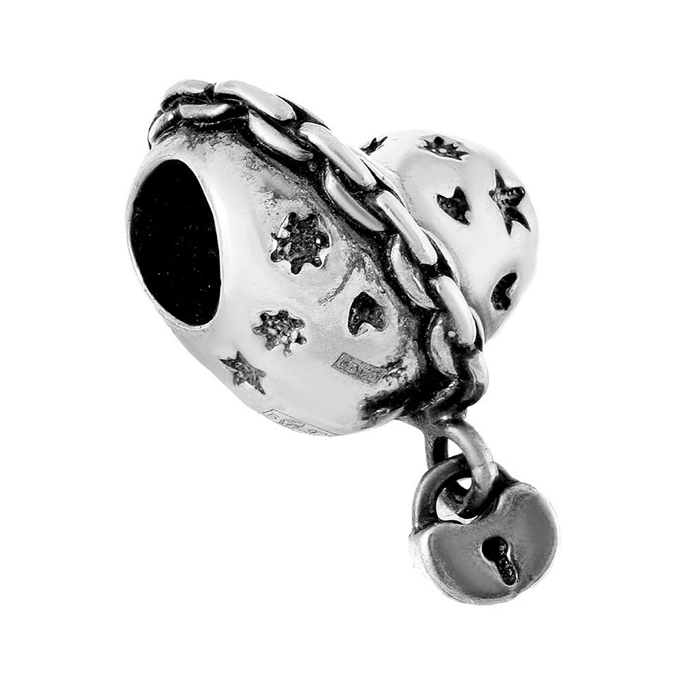 Подвеска-шарм Сердце на замке из серебра