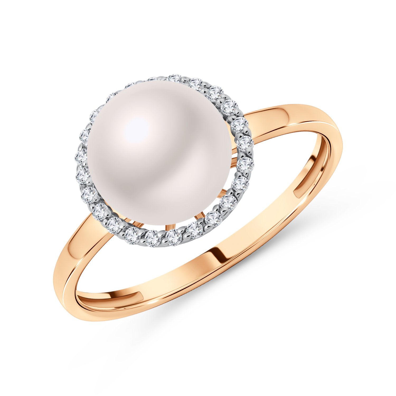 Фото «Золотое кольцо с жемчугом и бриллиантами»