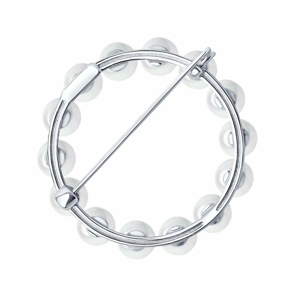 Серебряная брошь с жемчугом